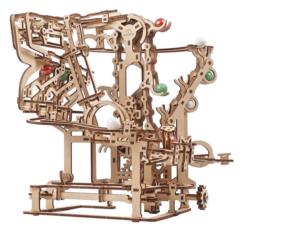 Ugears Puzzle de madera 3D Carrera de Canicas con Elevador de Cadena