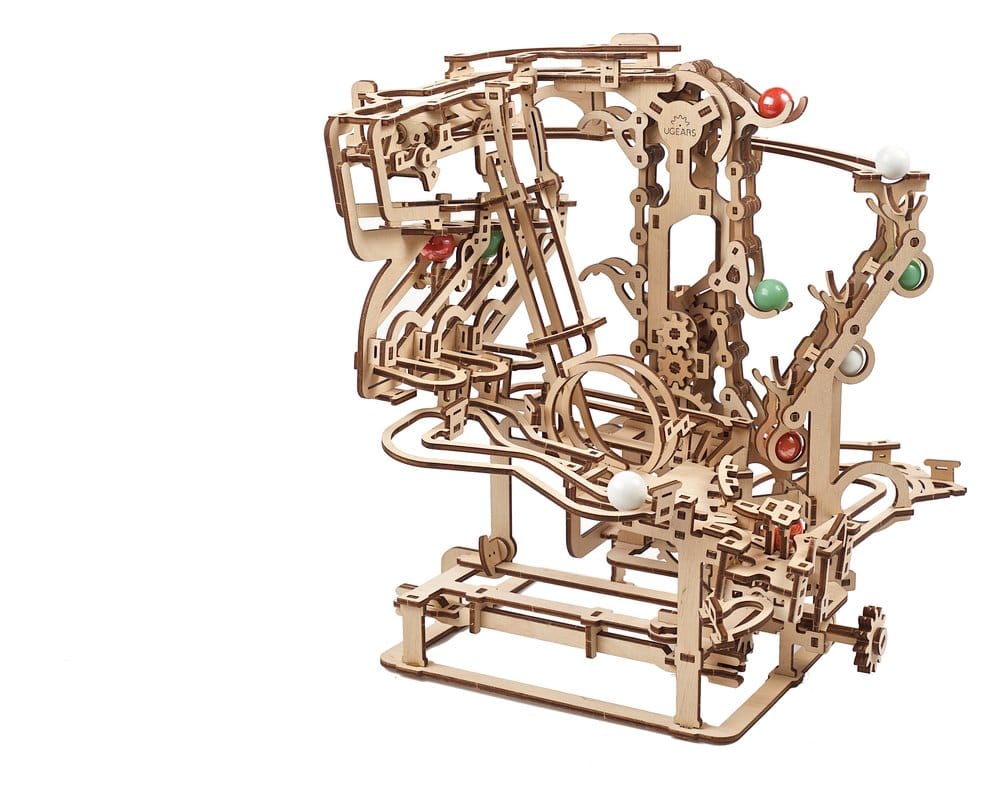 Ugears Puzzle de madera 3D Carrera de Canicas con Elevador de Cadena