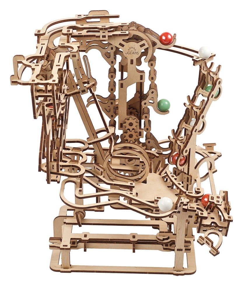 Ugears Puzzle de madera 3D Carrera de Canicas con Elevador de Cadena