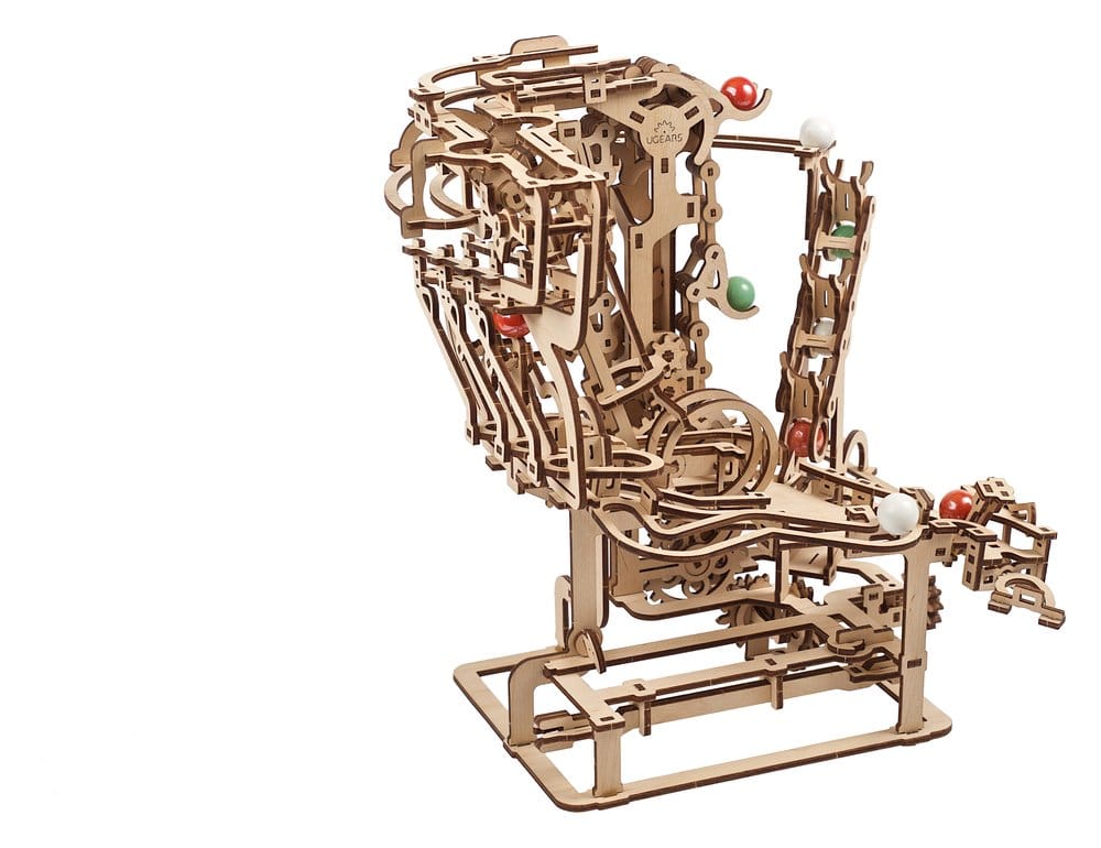 Ugears Puzzle de madera 3D Carrera de Canicas con Elevador de Cadena