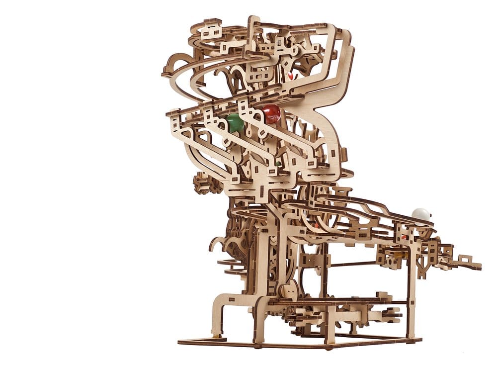 Ugears Puzzle de madera 3D Carrera de Canicas con Elevador de Cadena