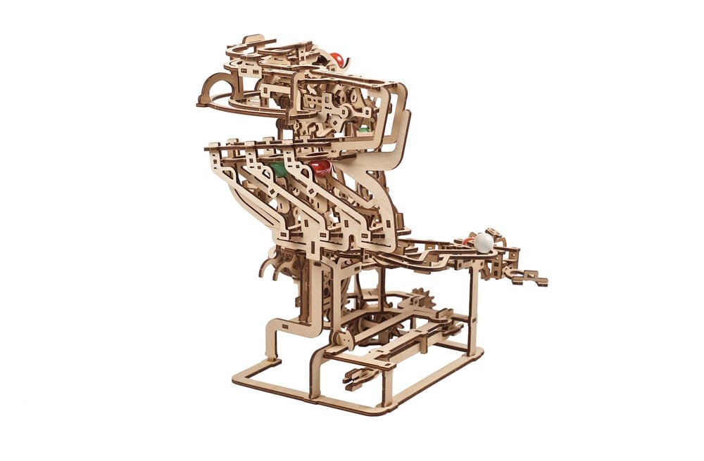 Ugears Puzzle de madera 3D Carrera de Canicas con Elevador de Cadena
