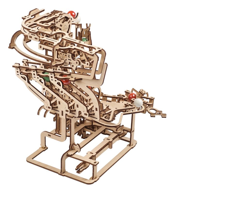Ugears Puzzle de madera 3D Carrera de Canicas con Elevador de Cadena