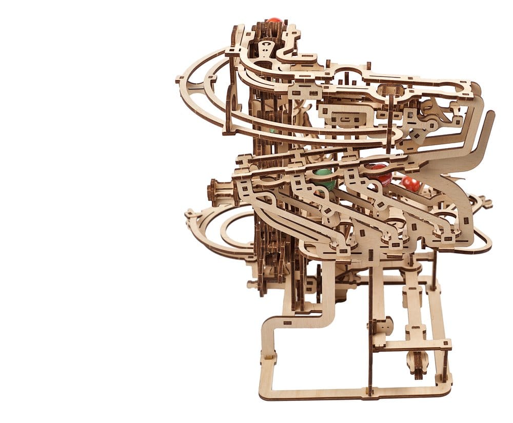 Ugears Puzzle de madera 3D Carrera de Canicas con Elevador de Cadena