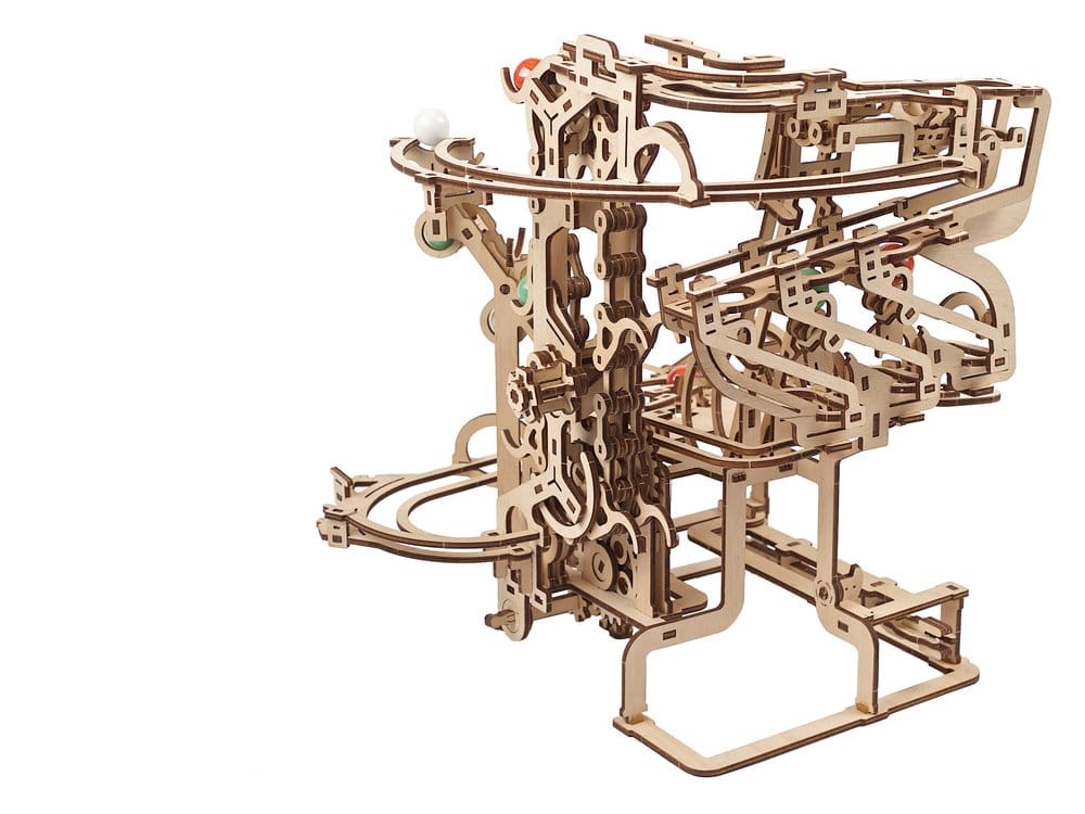 Ugears Puzzle de madera 3D Carrera de Canicas con Elevador de Cadena
