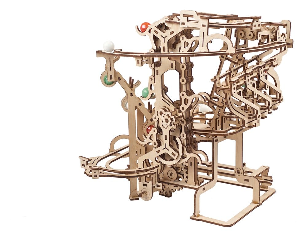 Ugears Puzzle de madera 3D Carrera de Canicas con Elevador de Cadena