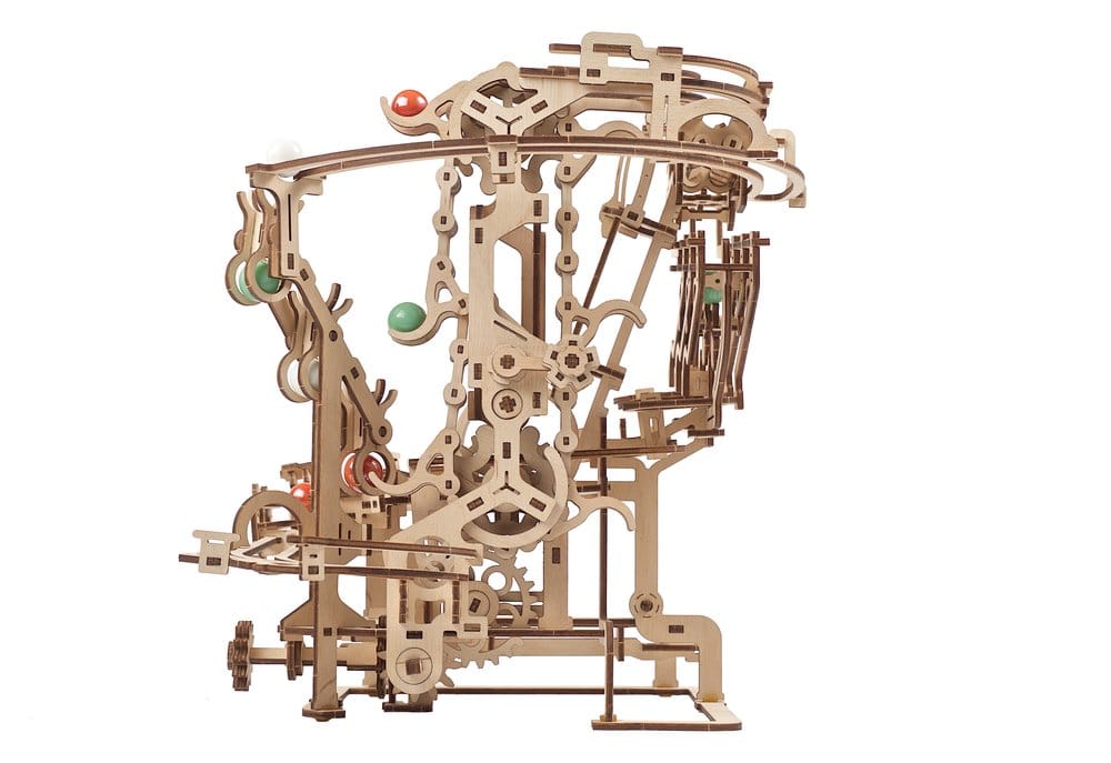 Ugears Puzzle de madera 3D Carrera de Canicas con Elevador de Cadena