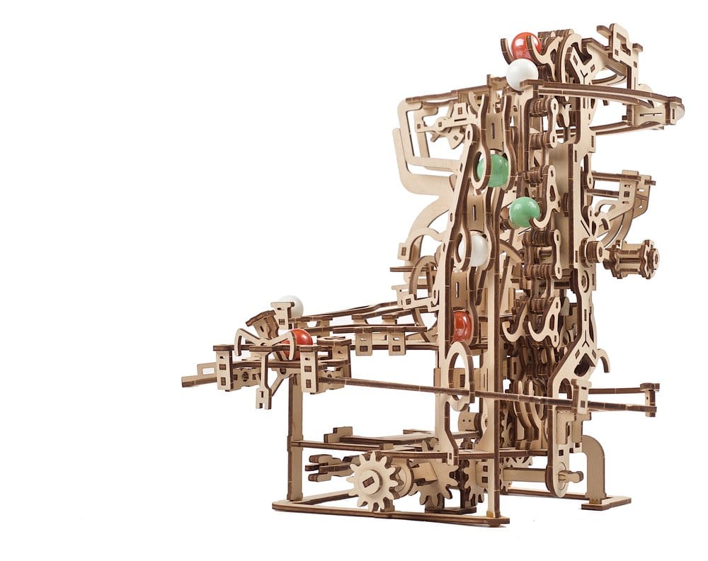 Ugears Puzzle de madera 3D Carrera de Canicas con Elevador de Cadena