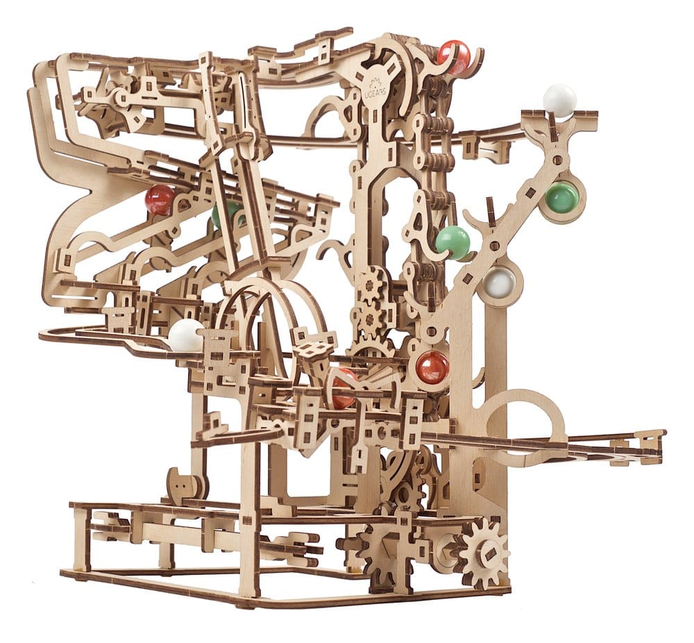 Ugears Puzzle de madera 3D Carrera de Canicas con Elevador de Cadena
