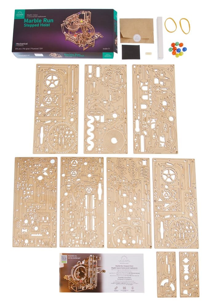 Ugears Puzzle de madera 3D Carrera de Canicas Escalonada