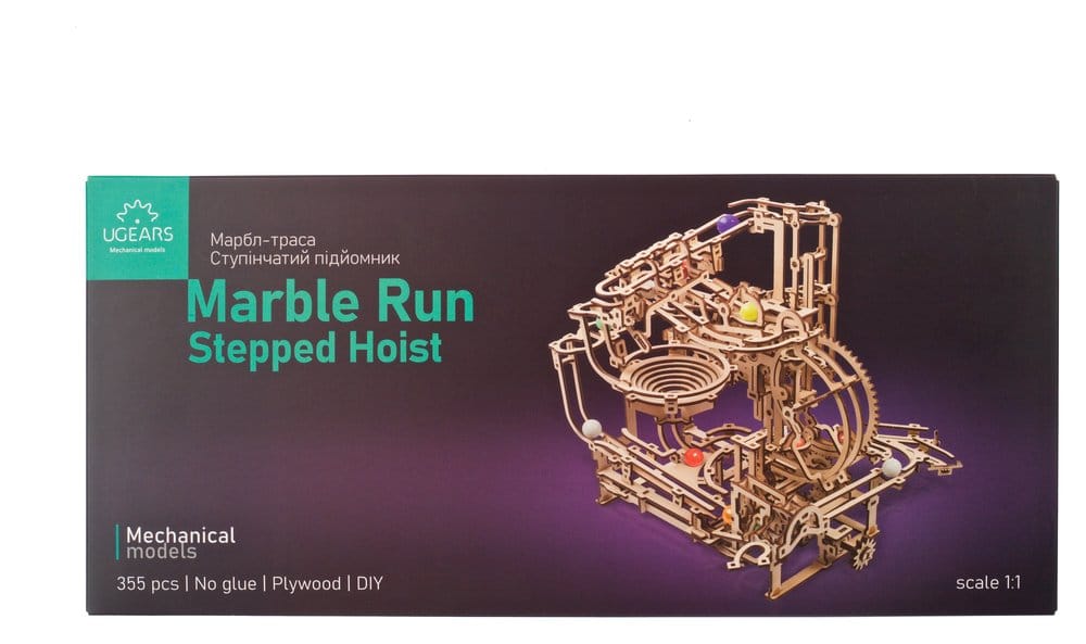 Ugears Puzzle de madera 3D Carrera de Canicas Escalonada
