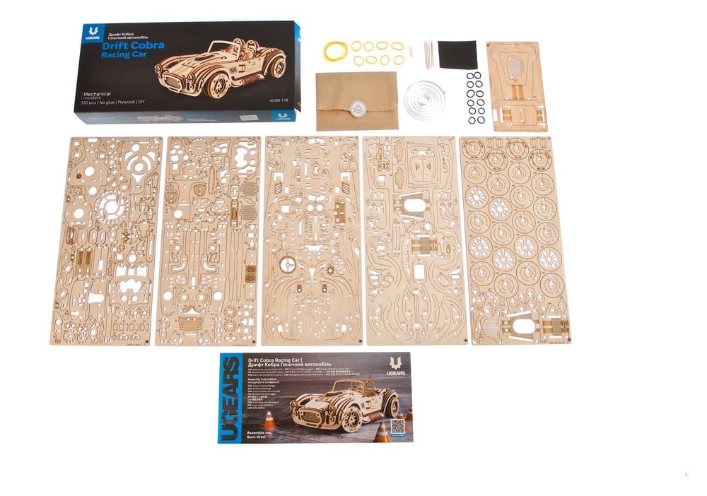 Ugears Puzzle de madera 3D Coche deportivo Cobra Drift