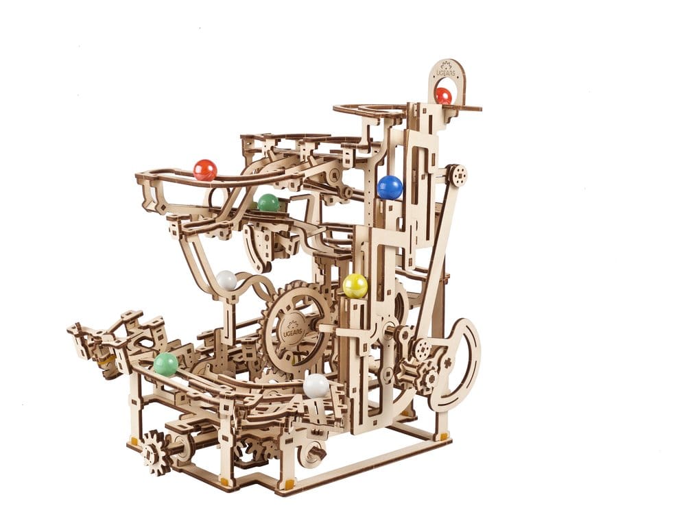 Ugears Puzzle de madera 3D Carrera de Canicas con Elevador por Peldaños