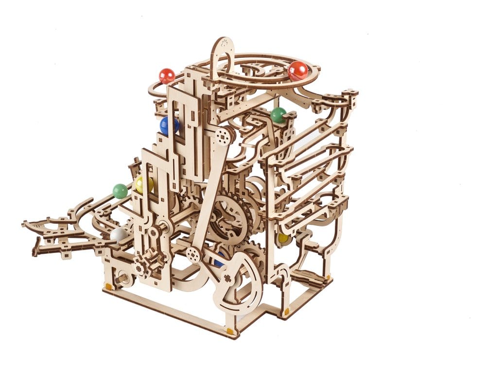 Ugears Puzzle de madera 3D Carrera de Canicas con Elevador por Peldaños