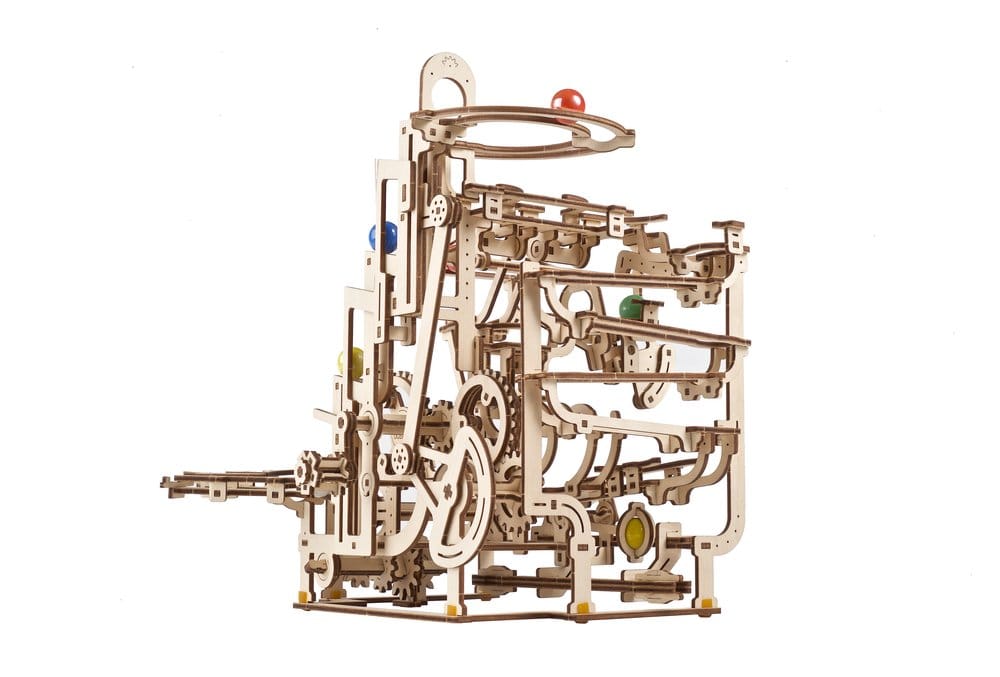 Ugears Puzzle de madera 3D Carrera de Canicas con Elevador por Peldaños
