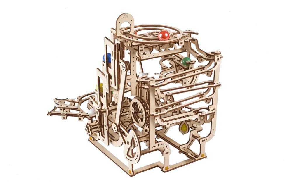 Ugears Puzzle de madera 3D Carrera de Canicas con Elevador por Peldaños