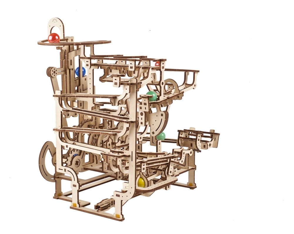Ugears Puzzle de madera 3D Carrera de Canicas con Elevador por Peldaños