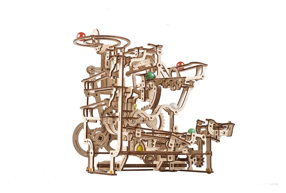 Ugears Puzzle de madera 3D Carrera de Canicas con Elevador por Peldaños
