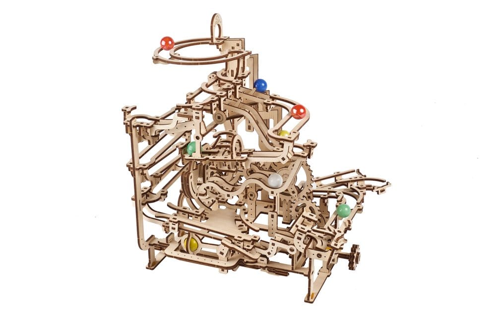 Ugears Puzzle de madera 3D Carrera de Canicas con Elevador por Peldaños