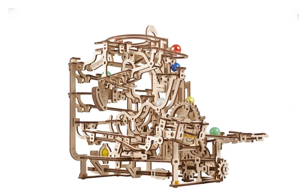 Ugears Puzzle de madera 3D Carrera de Canicas con Elevador por Peldaños