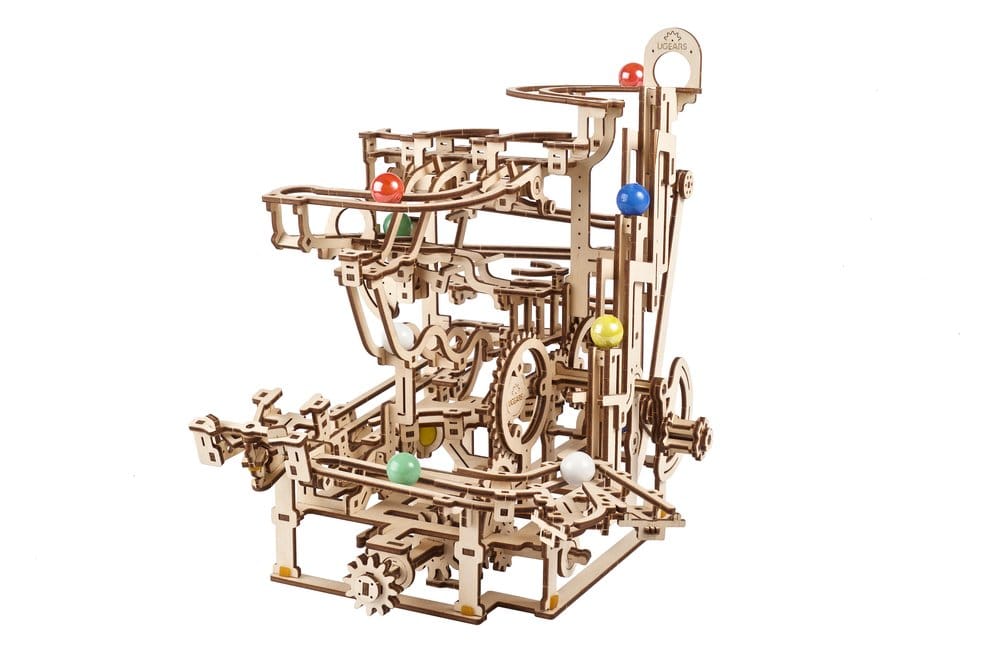 Ugears Puzzle de madera 3D Carrera de Canicas con Elevador por Peldaños