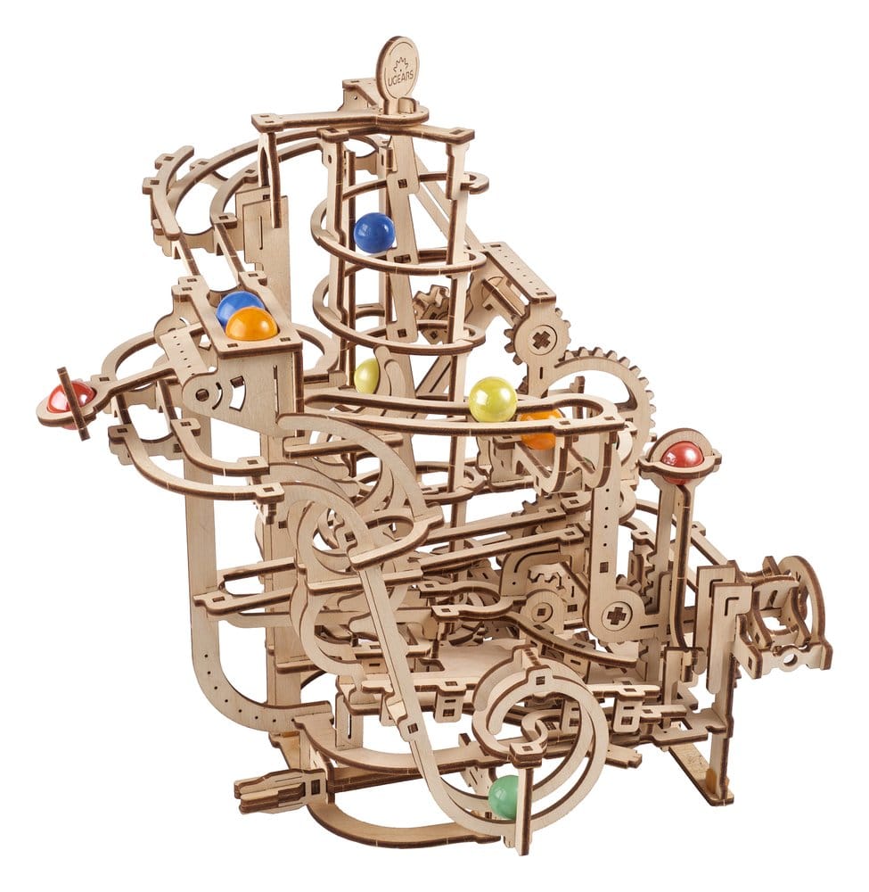 Ugears Puzzle de madera 3D Carrera de Canicas con Elevador en Espiral