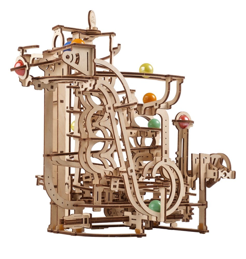 Ugears Puzzle de madera 3D Carrera de Canicas con Elevador en Espiral
