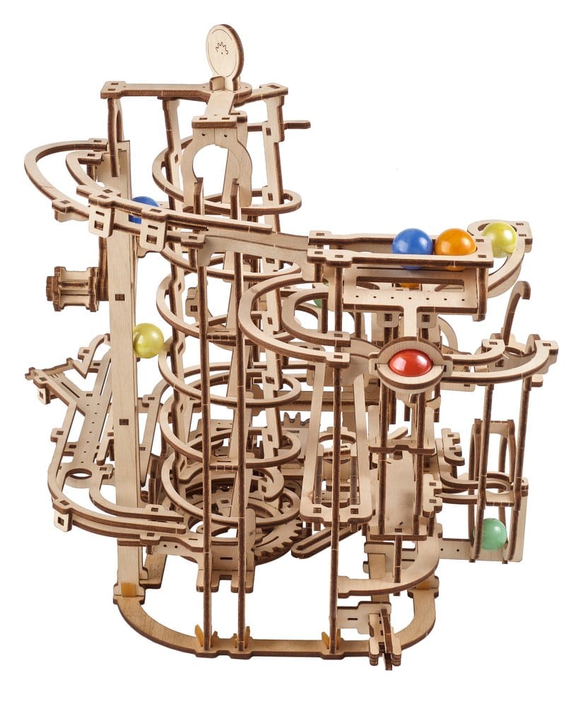 Ugears Puzzle de madera 3D Carrera de Canicas con Elevador en Espiral