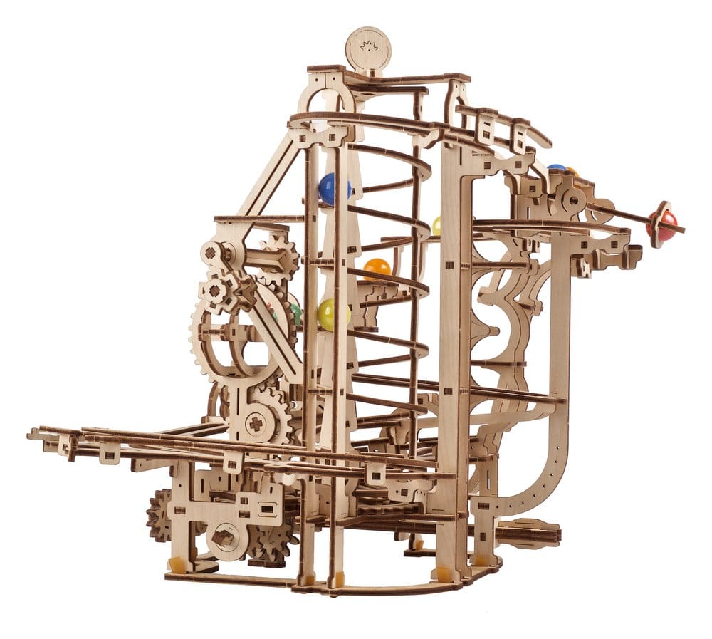 Ugears Puzzle de madera 3D Carrera de Canicas con Elevador en Espiral