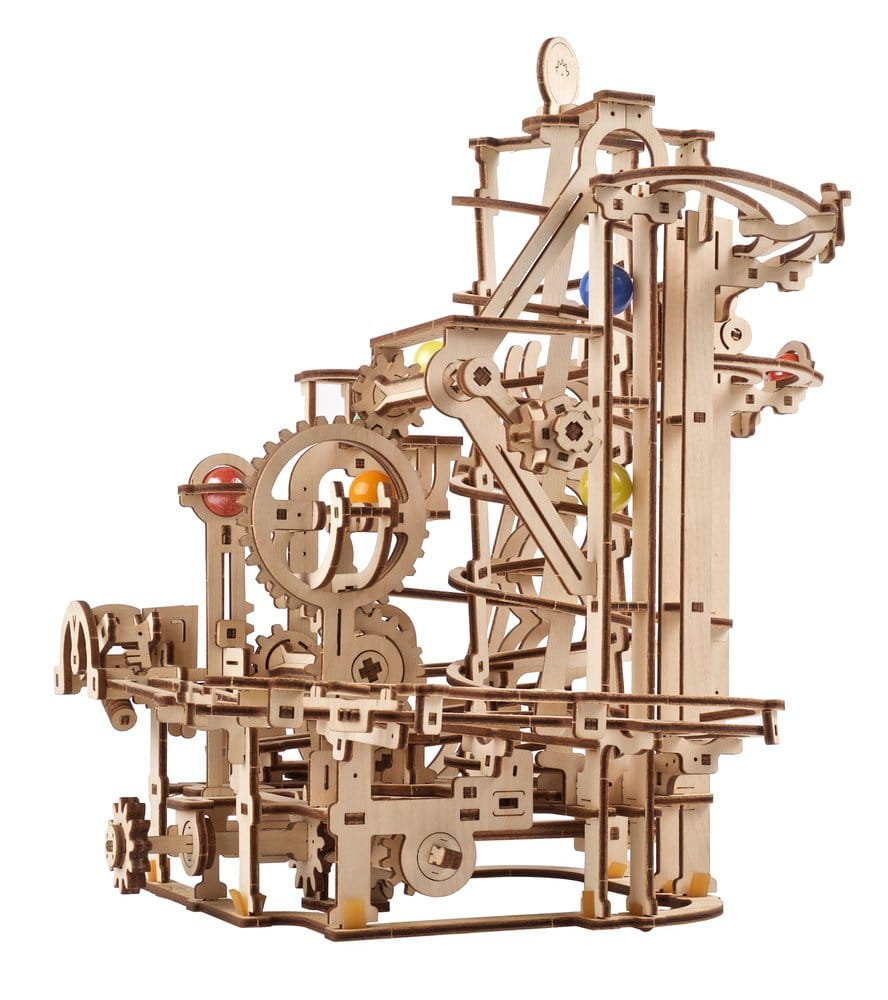 Ugears Puzzle de madera 3D Carrera de Canicas con Elevador en Espiral