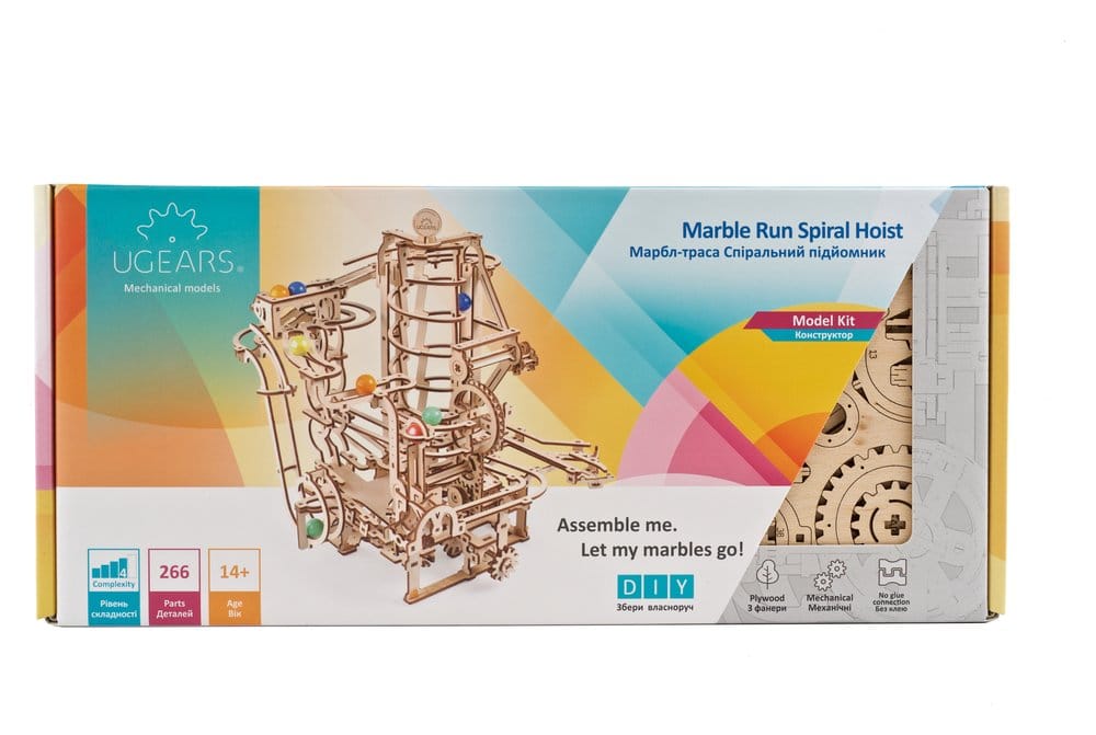Ugears Puzzle de madera 3D Carrera de Canicas con Elevador en Espiral