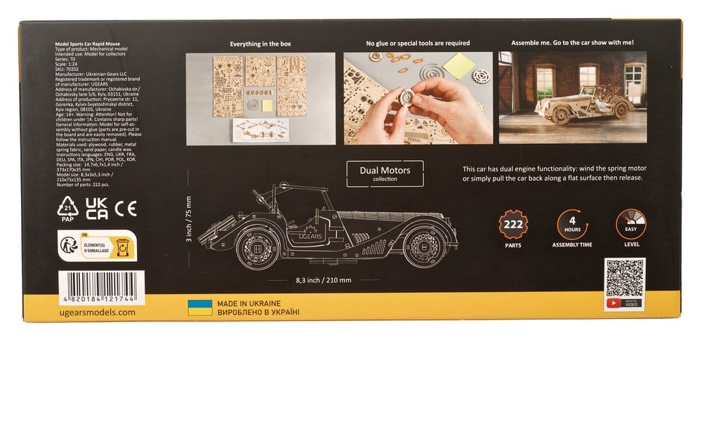 Ugears Puzzle de madera 3D Deportivo Ratón Veloz