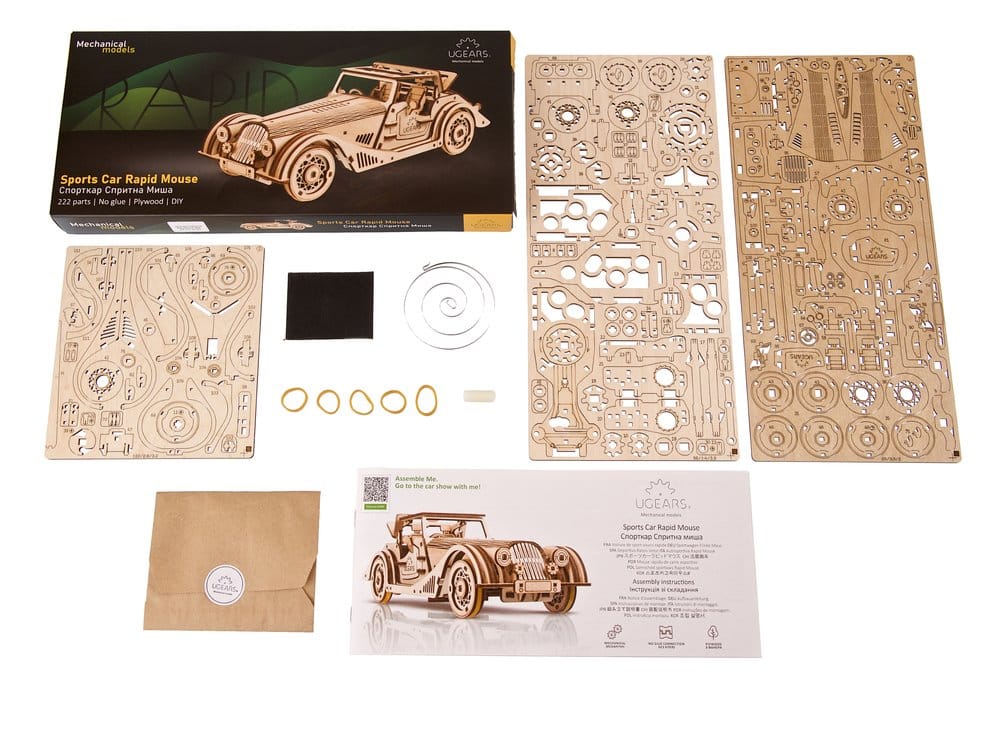 Ugears Puzzle de madera 3D Deportivo Ratón Veloz