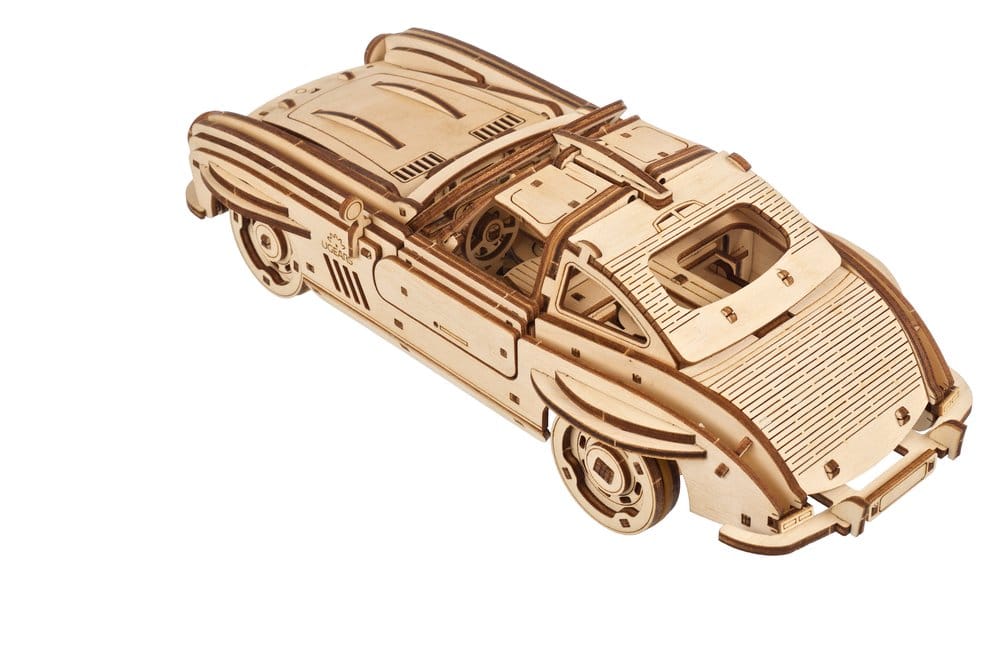 Ugears Puzzle de madera 3D Cupé Deportivo con Puertas de Ala de Gaviota