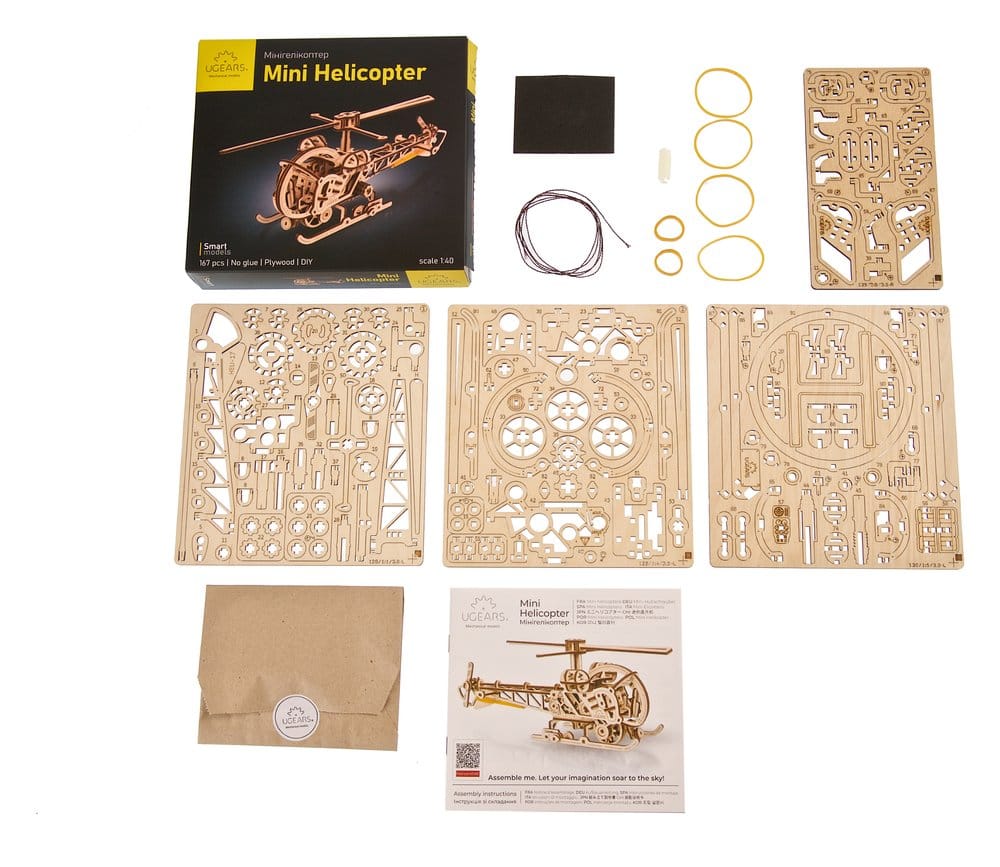 Ugears Puzzle de madera 3D Mini Helicóptero