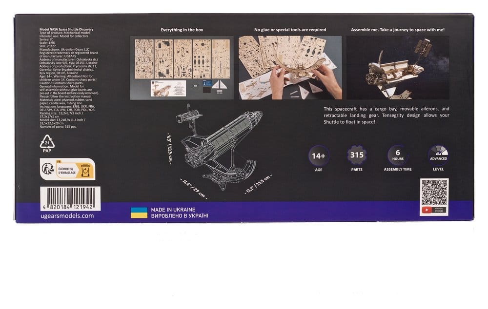 NASA Puzzle de madera 3D Space Shuttle Discovery