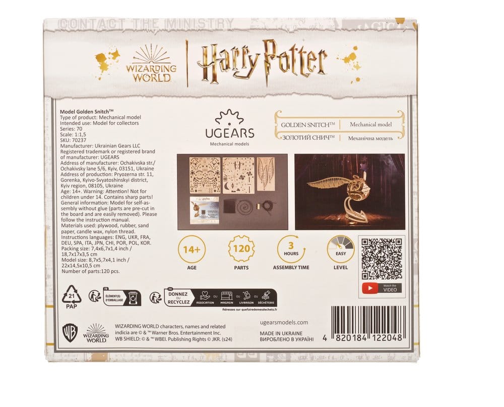 Harry Potter Puzzle de madera 3D Snitch Dorada