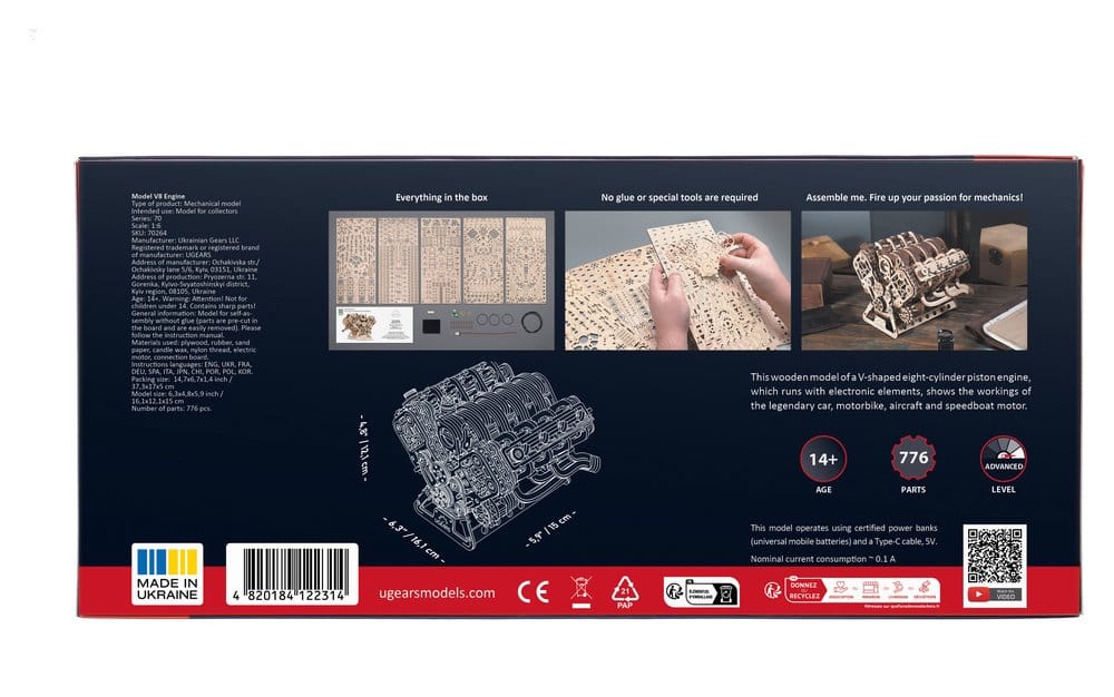 Ugears Puzzle de madera 3D Motor V8