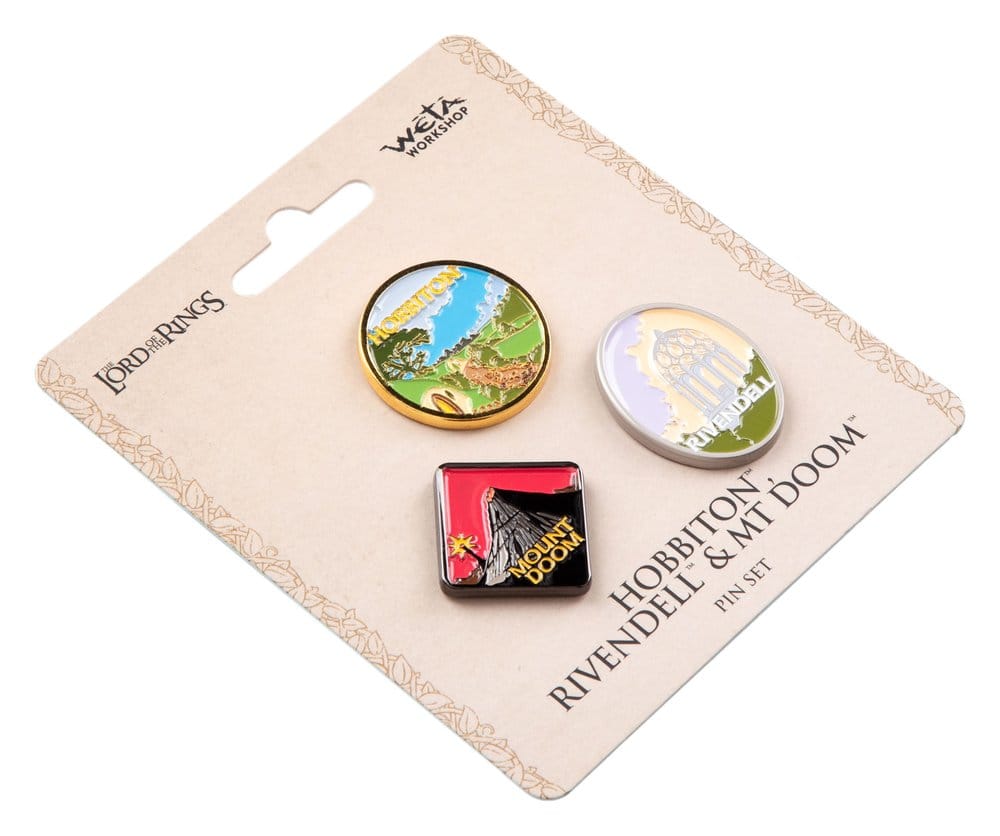 El Señor de los Anillos Trilogía Set de Pines Hobbiton, Rivendell & Mount Doom