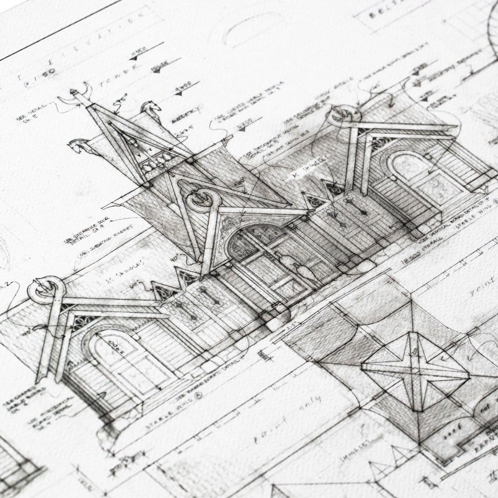 El Señor de los Anillos plan de construcción Litografia The Stable of Edoras 59 x 42 cm