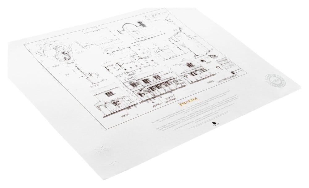 El Señor de los Anillos plan de construcción Litografia The Courtyard of Minas Tirith 59 x 42 cm