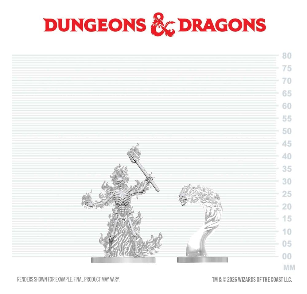Dungeons & Dragons Nolzur's Marvelous Miniatures Miniatura sin pintar Esqueleto llameante & Cráneo llameante 14 cm