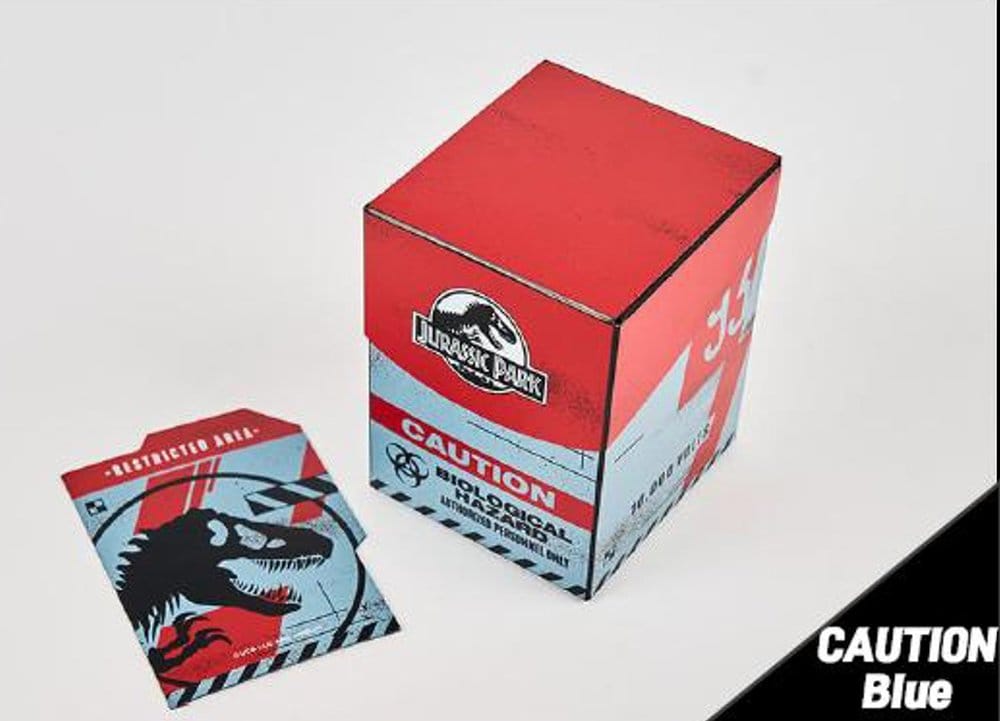 Jurassic Park TCG Caixa para Cartas Caution Blue 10 cm