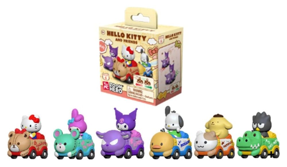 Sanrio Zoom Hero Vehículos de cuerda con Figuras Hello Kitty and Friends Series 1 Cajas Sorpresa Expositor (12)